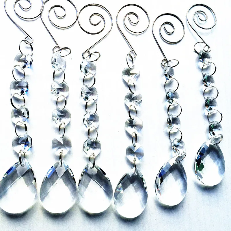 

20pcs15cm marquise crystal glass prism wedding decoration supply cake topper supply Hanging crystal glass octagon beads strands