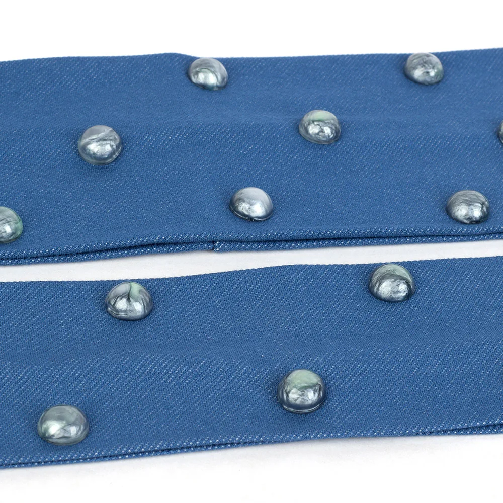 

Geebro Women Boho Denim Beads Hairband Girls Hair Accessories Turban Wraps Handmade Headwear Female Elastic Plain Flat Headband