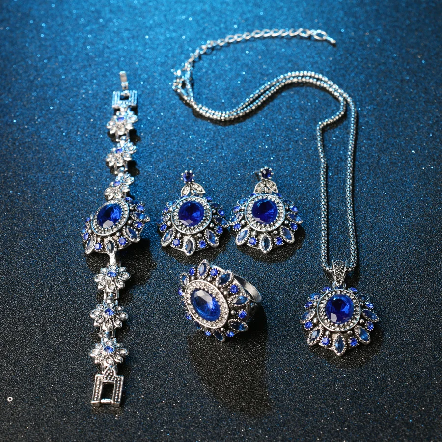 Комплект из колье серёг кольца и браслета серебристого цвета|bracelet earrings|jewelry setsset