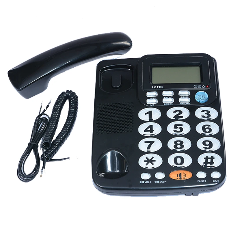 FSK/DTMF Определитель номера Handfree Corder телефон большая кнопка громкий рингтон Fixe стационарный домашний телефон без батареи для пожилых черный