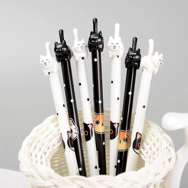 Cute Black White Cat Pattern Gel Pen Writing Signing Pen Black ink 0.5mm