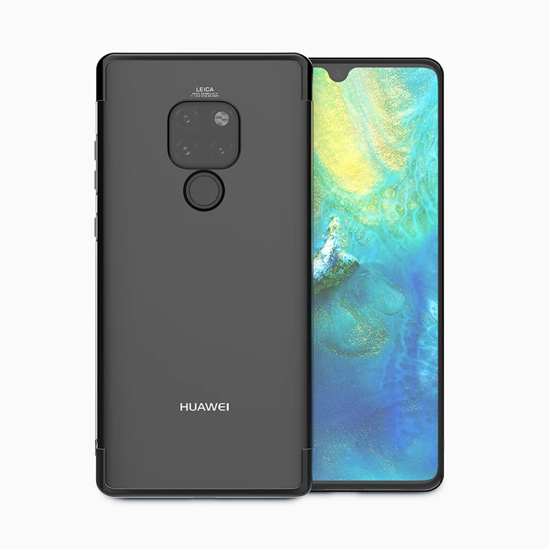 Черный ITEUU TPU прозрачный гальванический чехол для телефона huawei mate 20 mate 20 Pro Чехол s мягкая прозрачная задняя крышка Роскошный чехол - Цвет: Черный