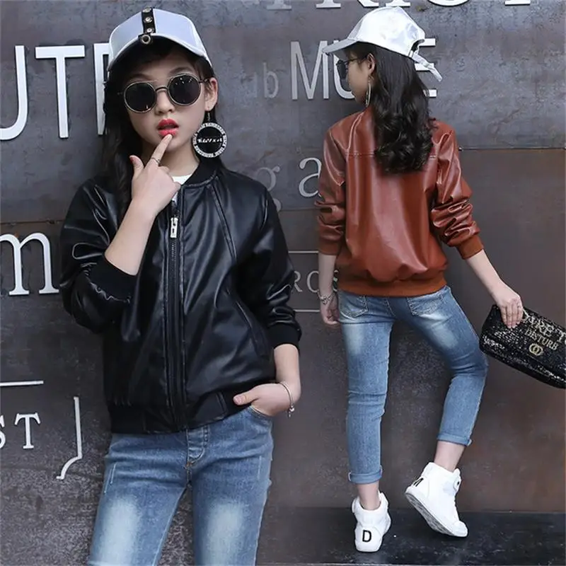 Детское пальто для мальчиков осенняя куртка из искусственной кожи модная