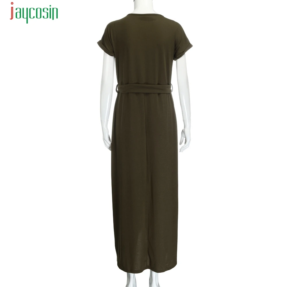Женское платье с коротким рукавом JAYCOSIN однотонное длинное повседневное пляжное