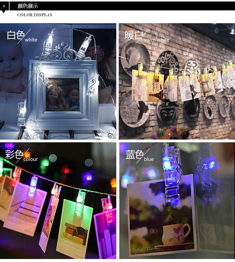 Photo Creative Clip Led Lantern Sparkle Light String Room Romantic White Hanging Lamp Wall Christmas Decoration | Лампы и освещение