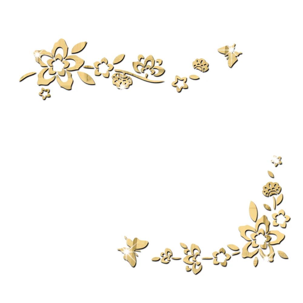 Цветочный угловой столб зеркало настенное украшение для дома в виде наклейки