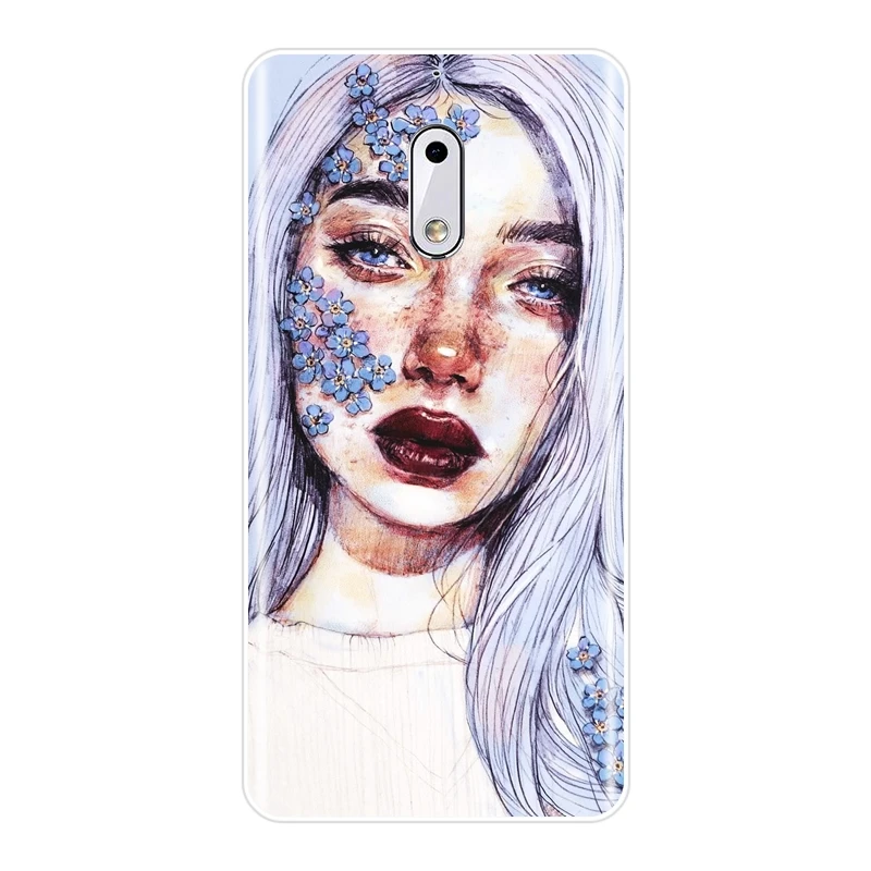 TPU Soft Silicone Phone Case For Nokia X6 7 Plus Art Girl Yellow Aesthetic Abstract Flower Back Cover 1 2 3 5 6 8 | Мобильные