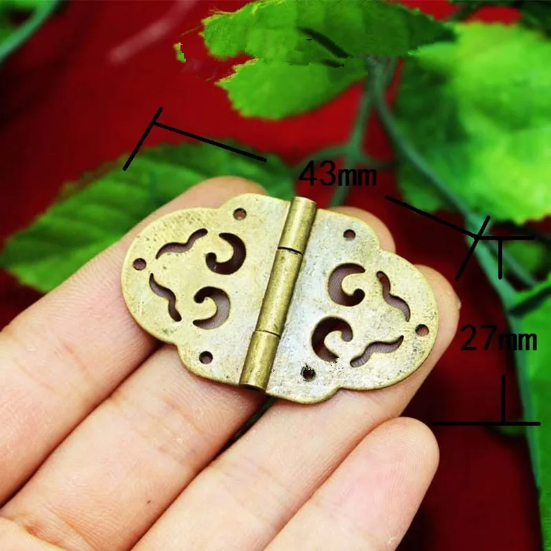 

Wholesale Brass Flower Hollow Hinge Decor Door Hinges Wooden Gift Jewelry Box Hinge Fittings for Furniture+Screws,27*43mm,40Pcs