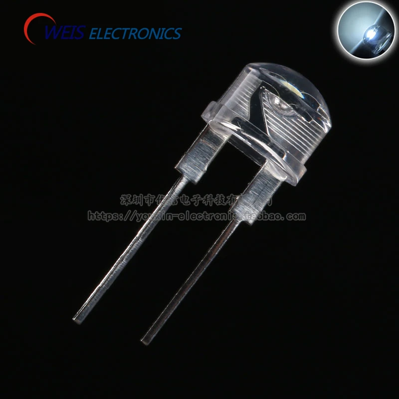 OWEIS 100PCS/LOT 8MM/F8 Straw Hat LED Water Clear White LED 0.5W 32-35lm DROPSHIPPING