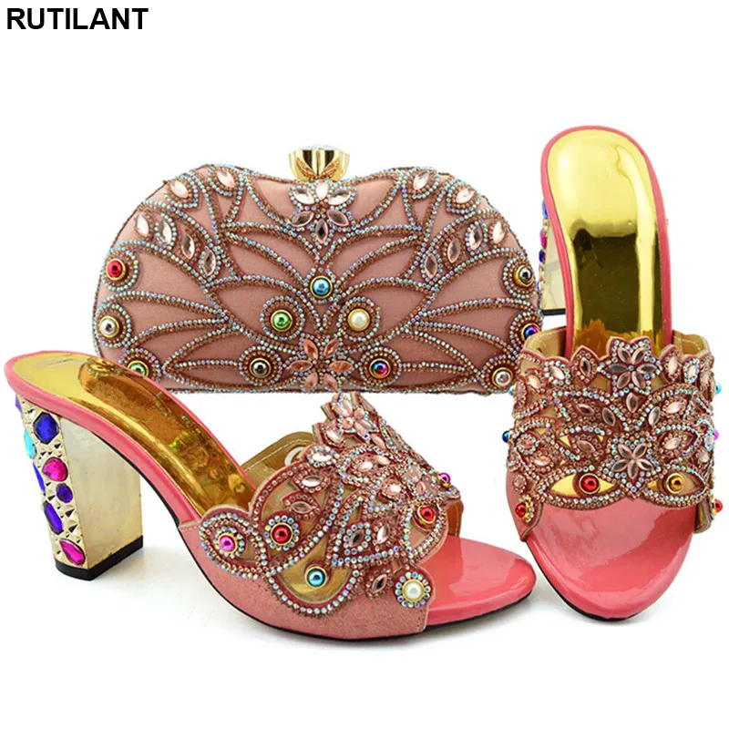 Новая нигерийская женская искусственная обувь украшенная итальянской обувью и