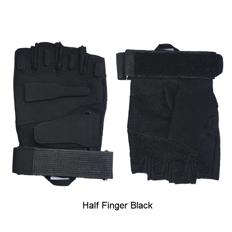 Half finger black Тактические перчатки мужские военные перчатки для пеших прогулок и охоты перчатки для рыбалки Зимние полный/половина пальцев спортивные перчатки для велоспорта m-xl - Цвет: Half finger black