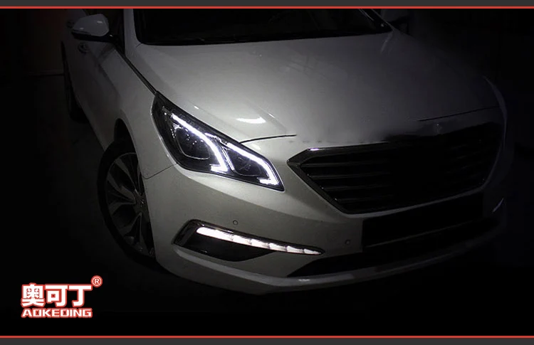 AKD автомобильный Стайлинг для hyundai Sonata 9 фары Sonata светодиодный фонарь светодиодный DRL Bi Xenon объектив дальнего света парковочная противотуманная фара