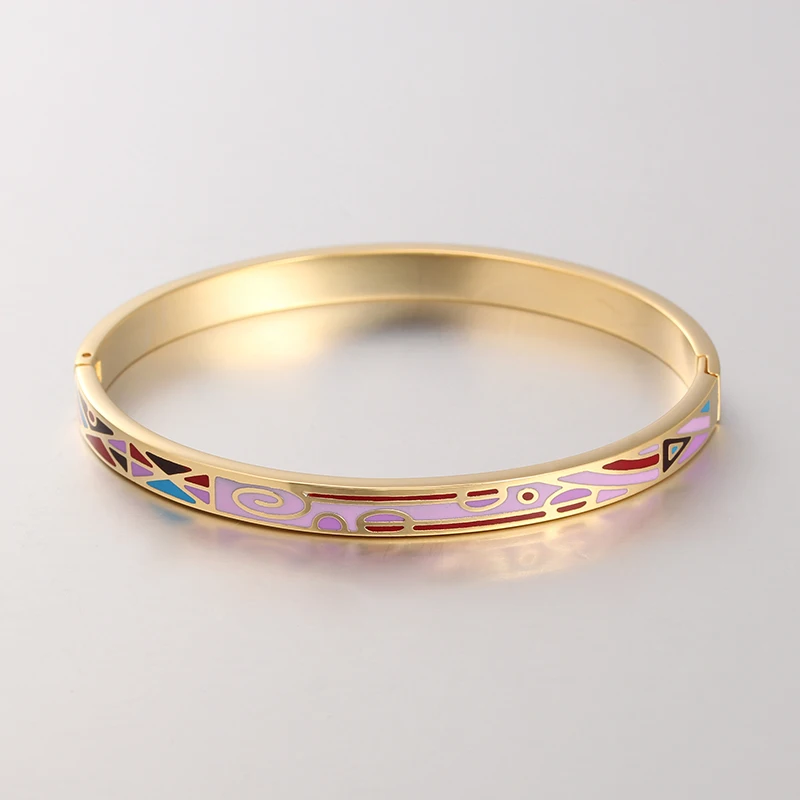 R& X Gold Femme Detalles Fine Regalos Esmaltes Boda, Женские Ювелирные изделия, позолоченный браслет из нержавеющей стали, эмалевые браслеты
