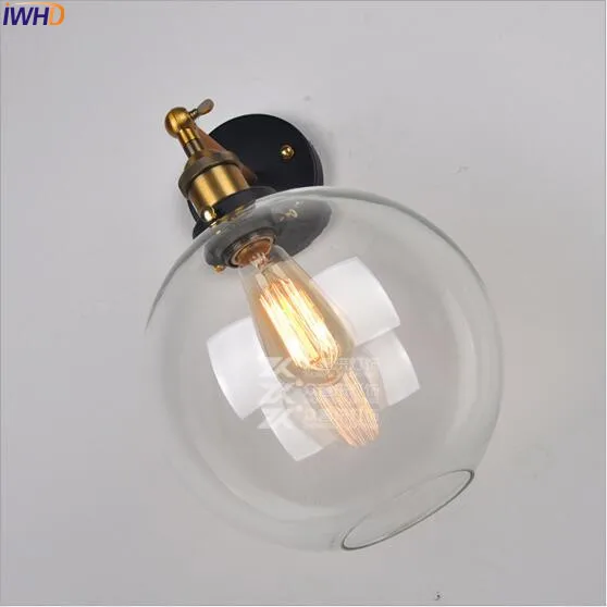 IWHD стеклянный шар ретро настенные светильники для столовой светодиодные