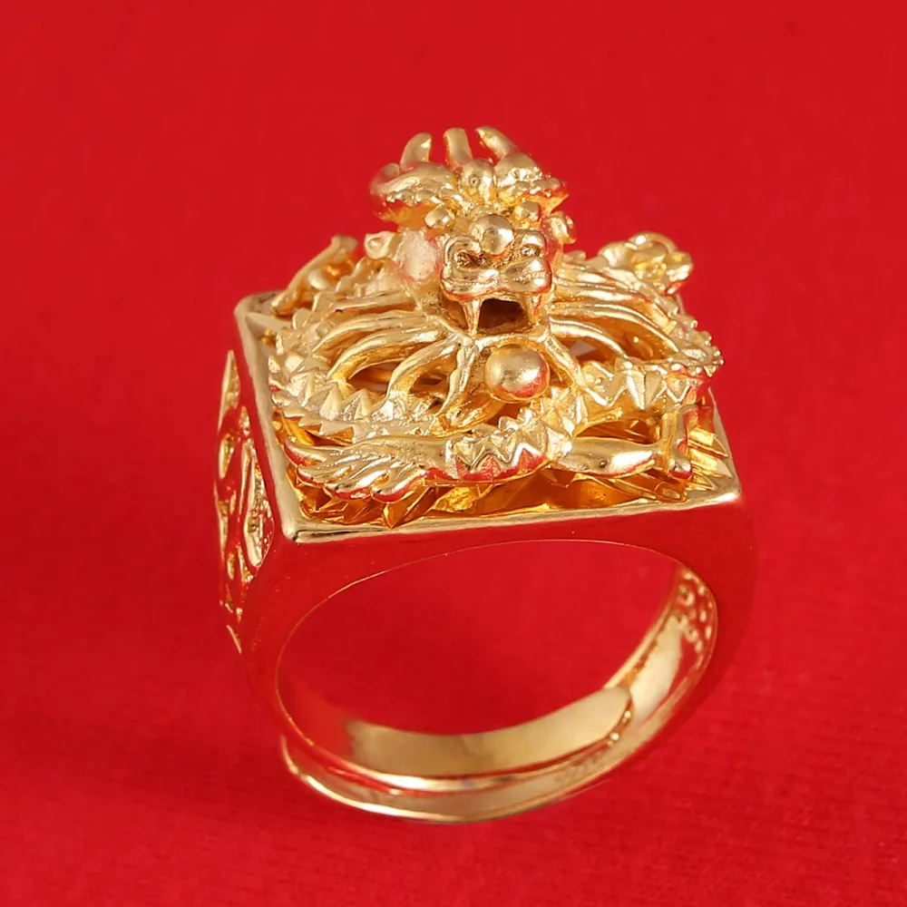 Женские и мужские винтажные золотистые этнические кольца с драконом|ring jewelry|dragon