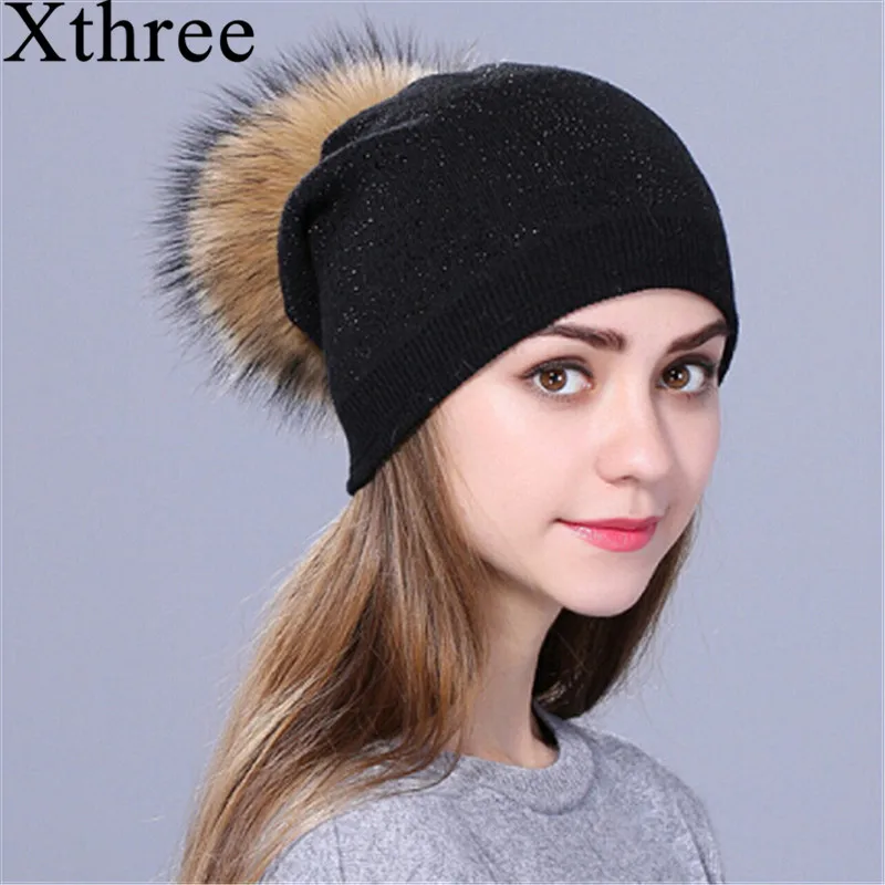 Xthree Новинка Стразы зимняя женская шапка girl теплая шерстяная вязаная Skullie с