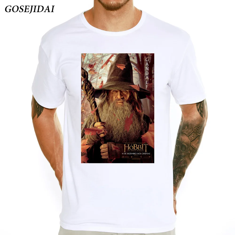 Модель 2017 года эластичная Мужская футболка с принтом фильм Хоббит Летняя