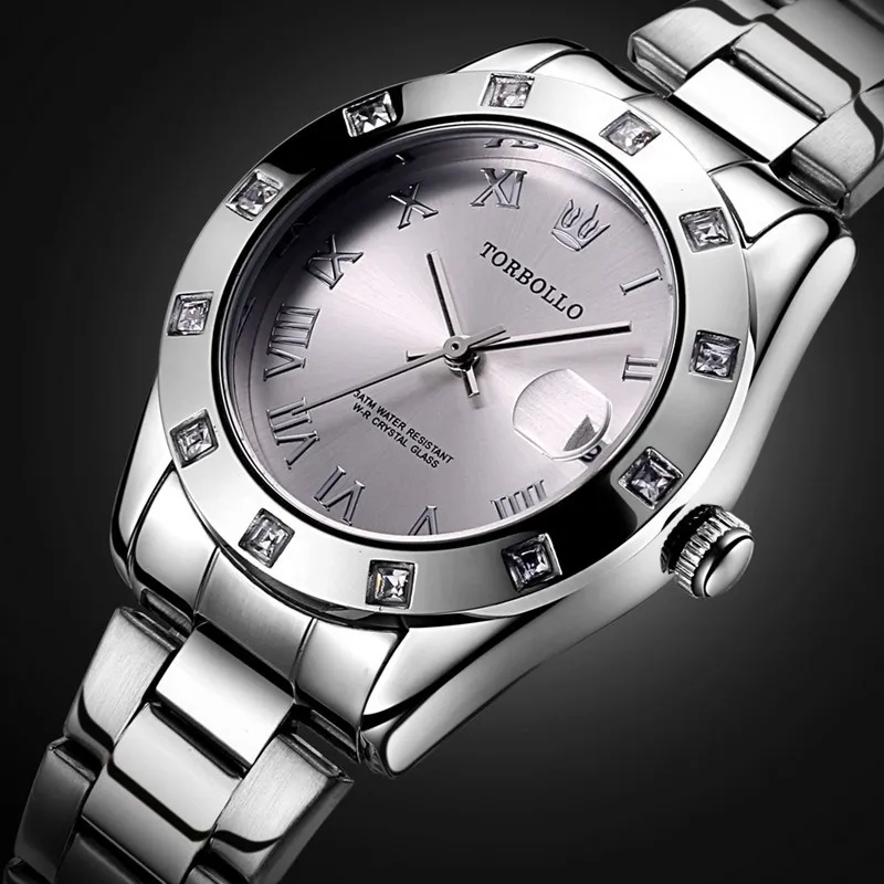 Женские Водонепроницаемые часы из нержавеющей стали под розовое золото |