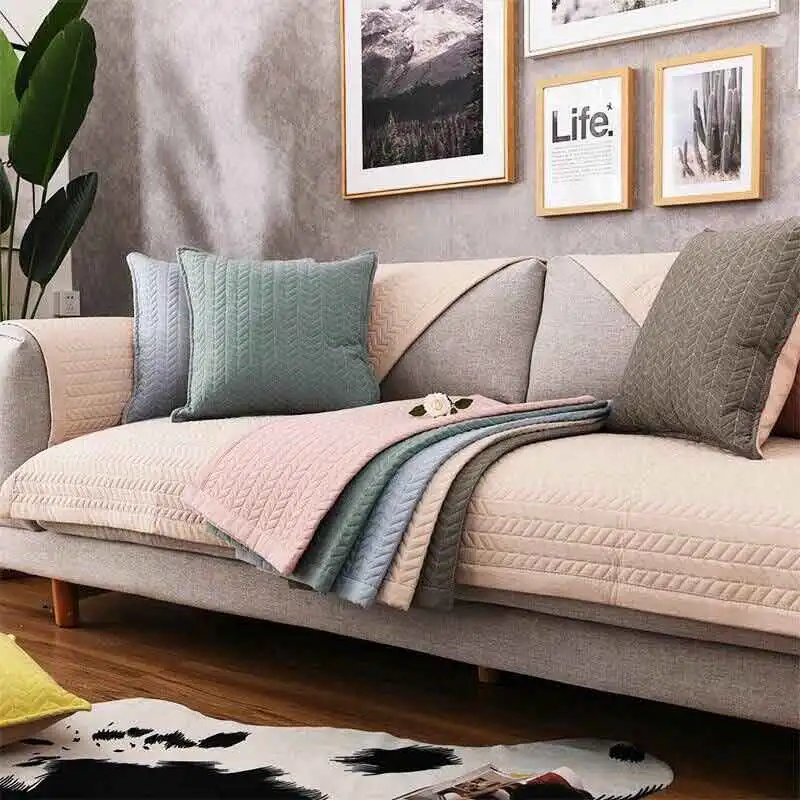 Beige 6 цветов, геометрический узор, хлопок, подушка для дивана, четыре сезона, полотенце для дивана, спинка, полотенце, чистый цвет, секционная наволочка для дивана, наволочки - Цвет: Beige
