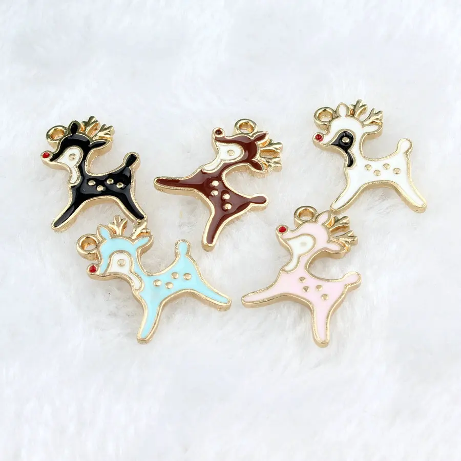 

Daisies 10pcs 14*20mm Gold Color Tone Enamel Animals Christmas Gift Deer Charms for DIY Handmade Jewelry Making Craft