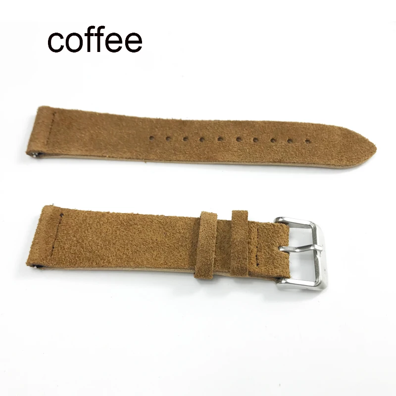 coffee Onthelevel 18 мм, 20 мм, 22 мм, 24 мм, замшевый ремешок для часов, двойной слой, кожа, ручная работа, винтажный ремешок для часов, замшевые Ремешки для наручных часов# C - Цвет ремешка: coffee