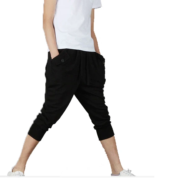 Популярные повседневные свободные мужские укороченные штаны шаровары