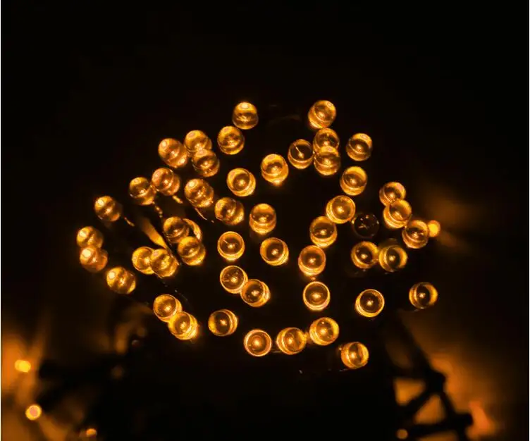 Тёплый белый 100LED солнечная гирлянда, сказочные огни, водонепроницаемые, Рождественская солнечная энергия, 2 режима, огни для украшения сада, наружное освещение - Испускаемый цвет: Тёплый белый