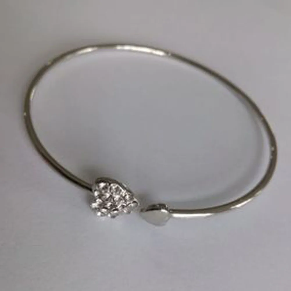 Браслет Регулируемый открывающийся в виде сердца с кристаллами|open bangle|bangle