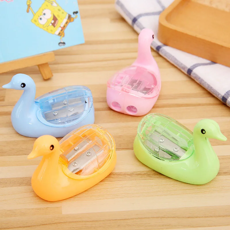 Kawaii Лебедь Пластиковая точилка творческий двойной отверстие для карандашей