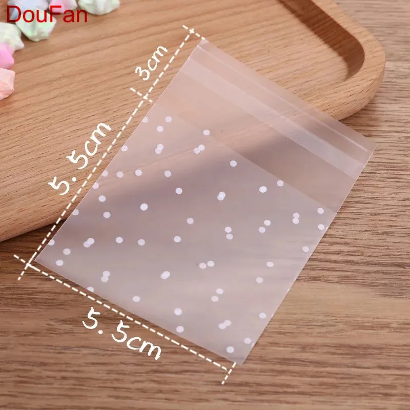 100 шт./лот пластиковая прозрачная целлофановая Подарочная сумка в горошек для