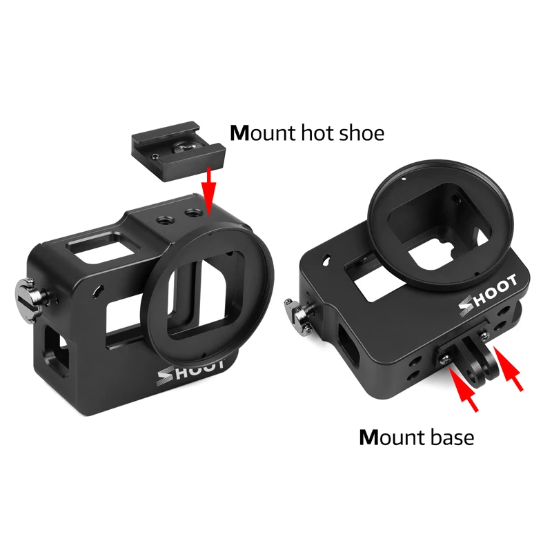 Aluminum CNC Protective Case Anti-Fall Frame Housing with Rear cover 52mm UV filter For GoPro Hero 5 6 7 black Camera Accessory |