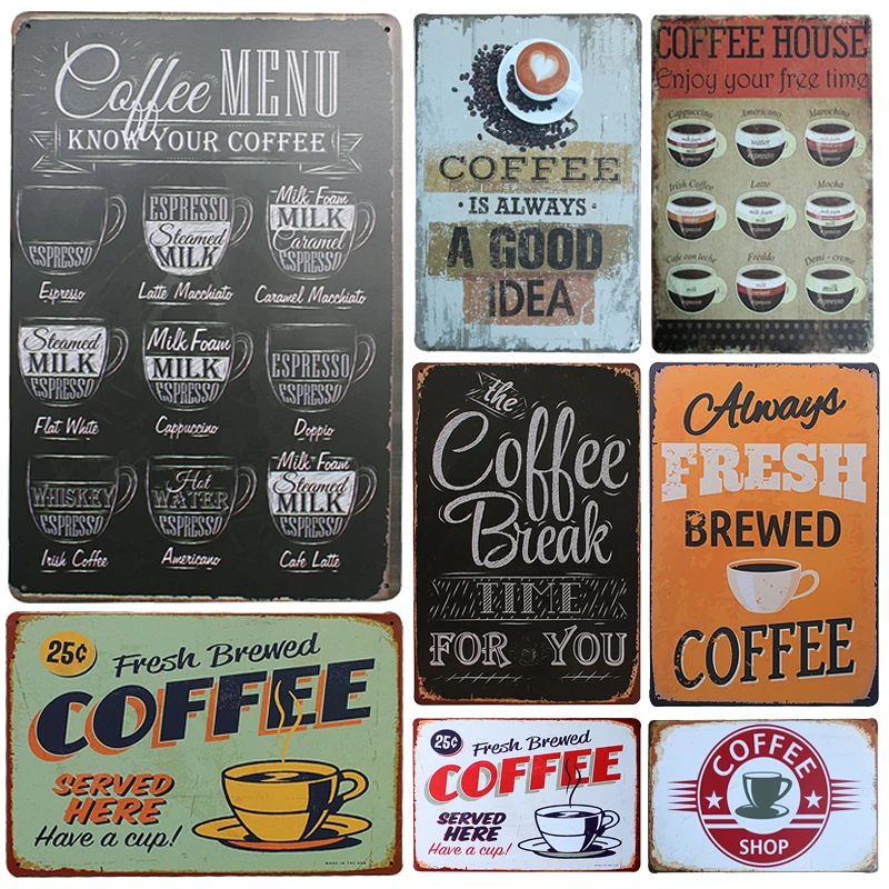 2017 хит шикарный домашний бар кофейное меню винтажные металлические знаки декор
