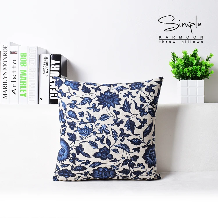 Синий и белый подушка &quotфарфор&quot Чехлы Цветы птицы подушки Чехол 45х45см 30х50см