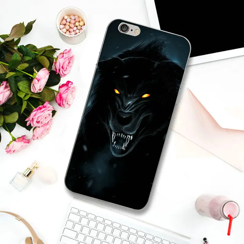 Красочный крутой волк чехол с животными для iphone 7 8 plus 6S X XR XS Max 5 6 5S SE 6PLUS