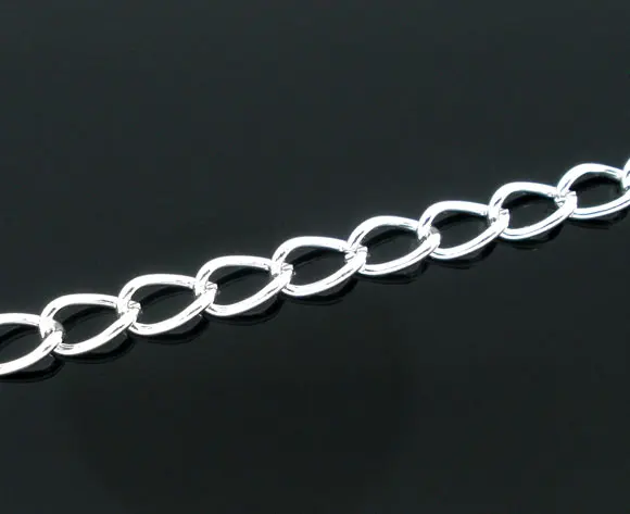 

DoreenBeads 10M Silver color Curb Chains Findings 5x3mm (B05276), yiwu