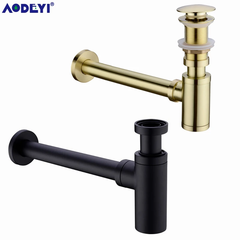 Aliexpress - Brass Bathroom Basin Sink Tap Bottle Trap Drain Stopper Kit Waste TRAP Pop Drain Deodorization Brushed Gold/Black/Bronze/Chrome