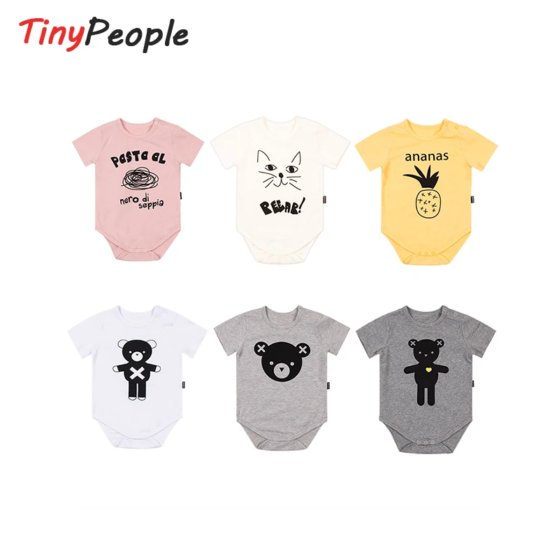 

TinyPeople NEW 2019 baby onesies summer Short sleeve cotton fabrics jumpsuit bebe bodysuit baby boys girls cute newborn clothes