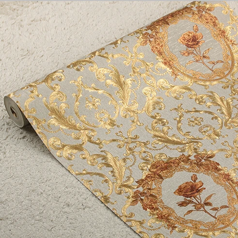 Новая роскошная Европейская Золотая Цветочная настенная бумага роскошный фон с