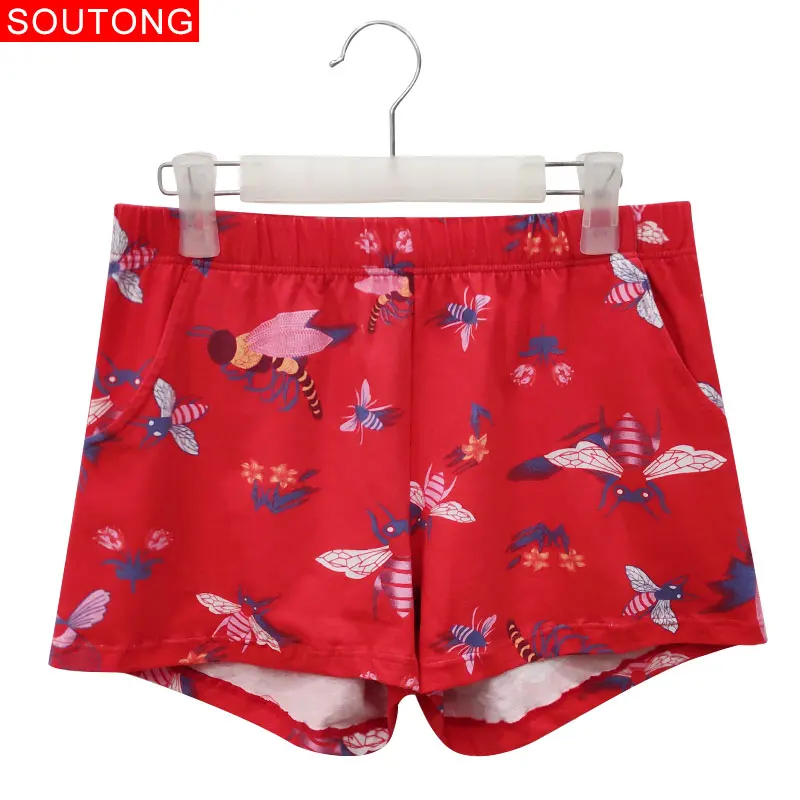 Soutong, мужское нижнее белье, летние боксеры, мужские красные повседневные шорты, домашние свободные мужские шорты, мужские трусы для сна, домашние трусы - Цвет: Red bottom insect