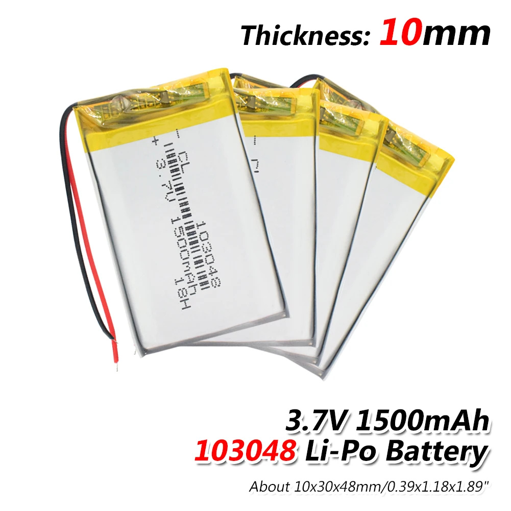 Перезаряжаемый литий-полимерный аккумулятор 1500mAh Li-Po, сменный аккумулятор 103048, самодельный Аккумулятор для MP3 MP4, DVD, динамика камеры
