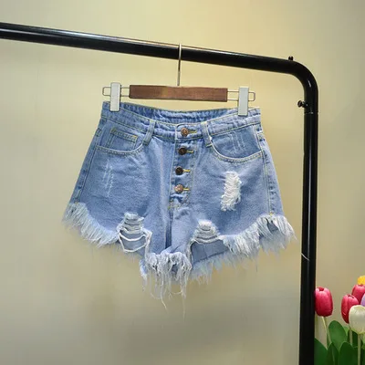 Summer denim shorts women high waist female loose hole jeans with pockets casual large size S-6XL | Женская одежда