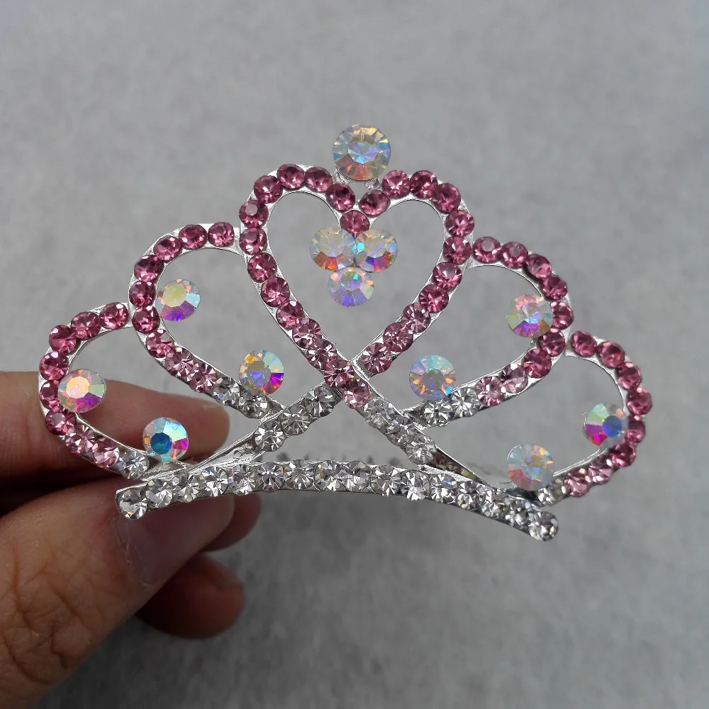 Handmade Crown hair combs Bridal women crystal rhinestone girl tiara head jewelry wedding party accessories ornaments W41 |
