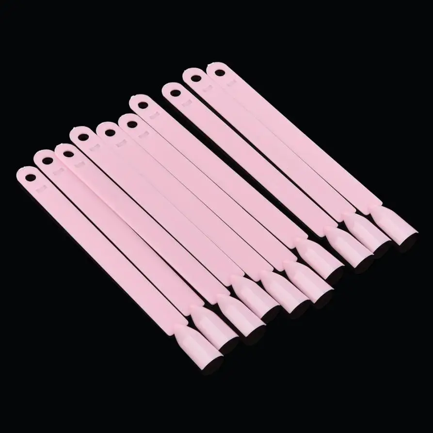 

50PCS Pink Plastic False Nail Art Fan Board Tips Stick Foldable Display Practice se14