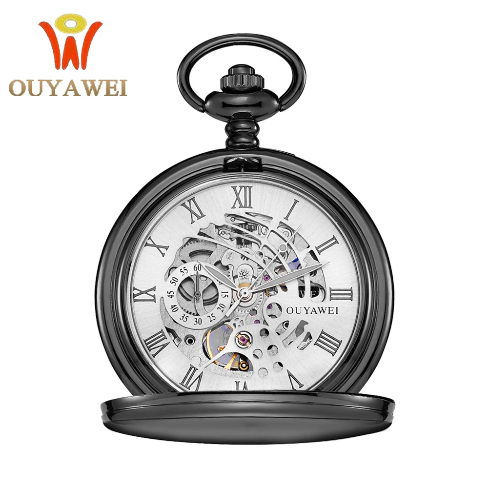 Антикварные карманные часы с каркасом мужские винтажным браслетом прозрачные