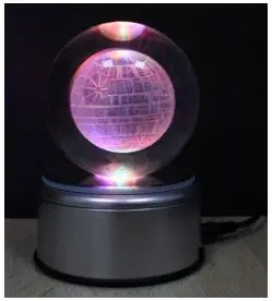 Death star 3D лампа, хрустальный шар, 5 см, 8 см, Покемон, стеклянный шар, светодиодный, красочный, вращающийся, базовый, Ночной светильник, креативный, для детей, на день рождения, рождественский подарок - Цвет: Death star