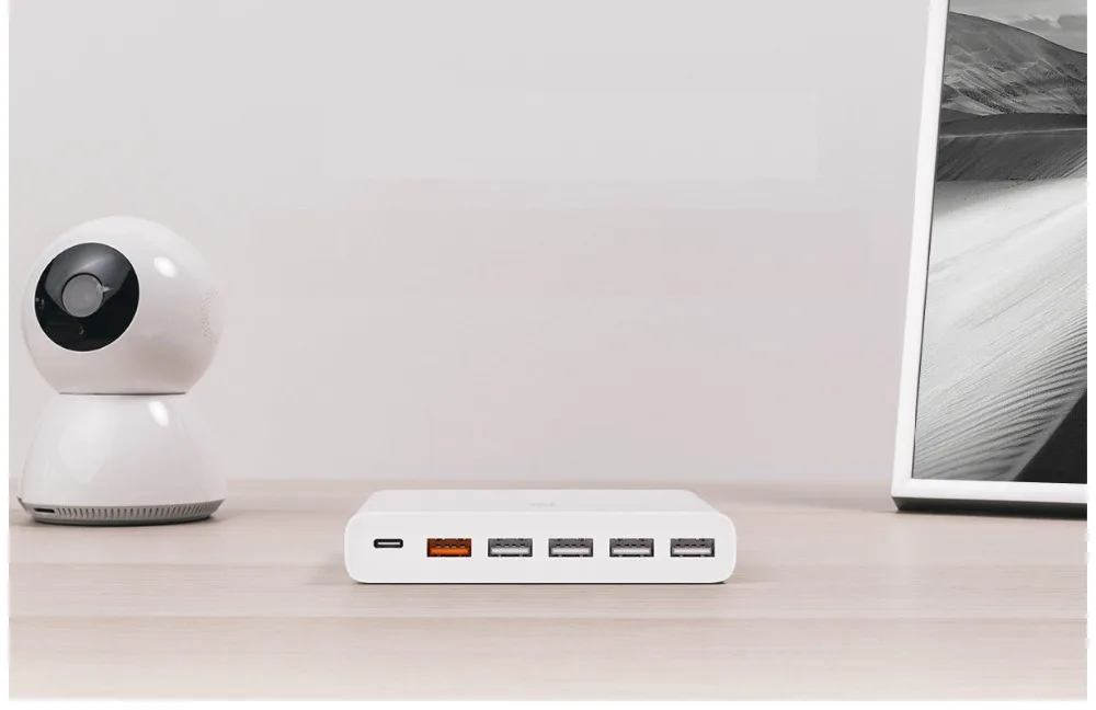 Оригинальное зарядное устройство Xiaomi Mi USB-C 60 Вт type-C& USB-A, 6 портов, выходное двойное зарядное устройство QC 3,0 для телефона, 18 Вт x 2+ 24 Вт(5 В = а макс