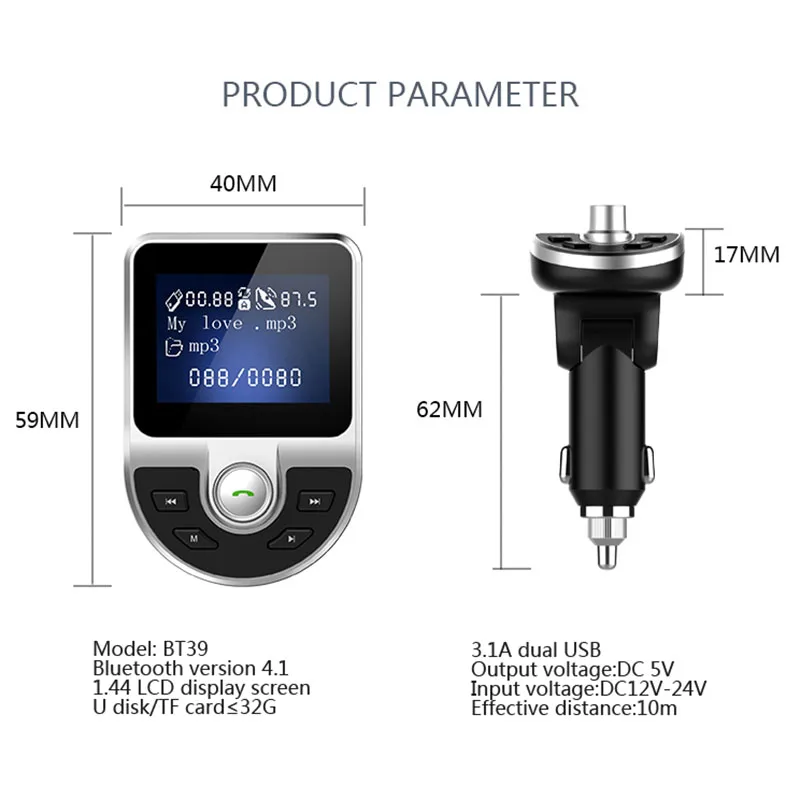 Bluetooth Car Kit Handsfree fm передатчик MP3 Playe радио AUX 1 44 дюймовый ЖК дисплей экран Поддержка