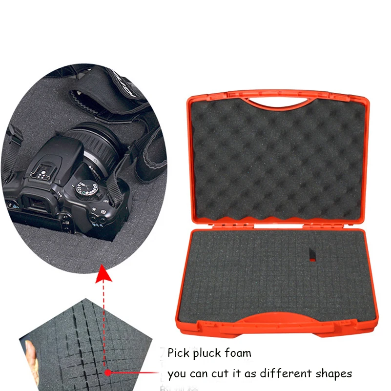 Internal 33*22*7.5cm light weight plastic hard tool case with pick pluck foam high impact plastic hard case with pick pluck foam
