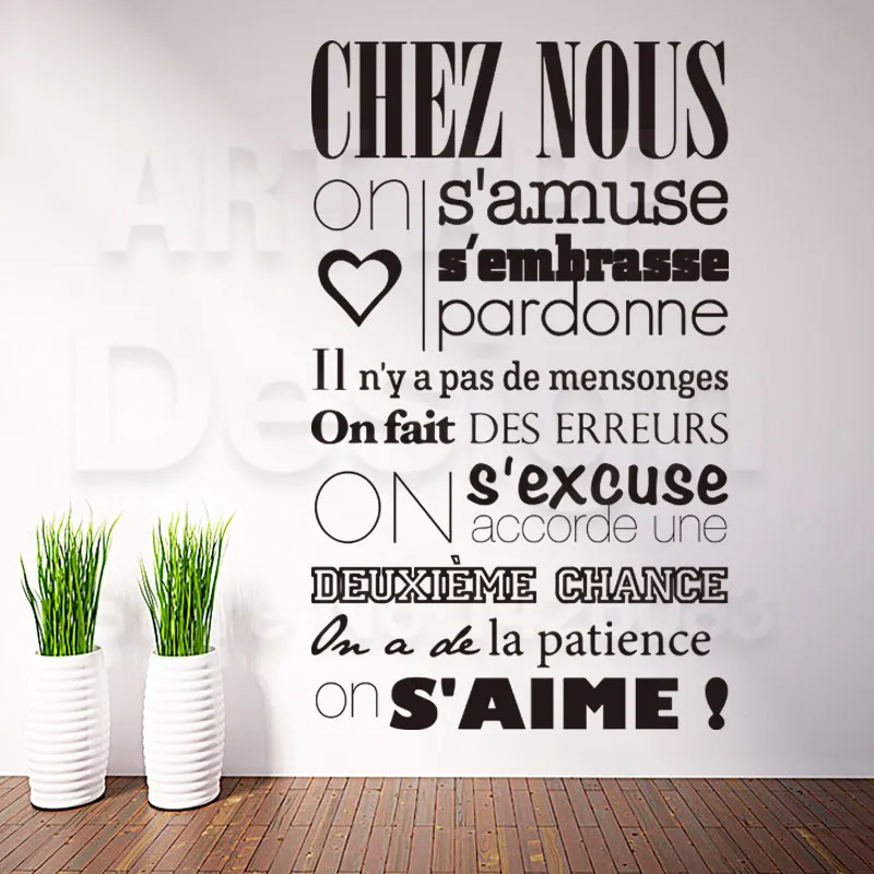 

Art design home decoration cheap vinyl french quote rules words wall sticker removable house decor characters decals in rooms