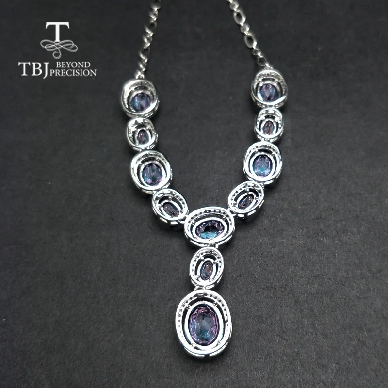 

TBJ, Graceful Necklace for party with natural coated deep blue topaz gemstone fine jewelry in 925 sterling silver with gift box